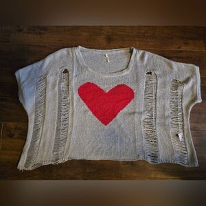 Destroyed Boxy Heart Sweater